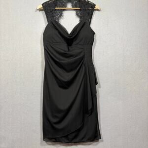 Scarlett Draped Black Dress 10‎ Lace Revenge Cocktail Witchy Romantic Evening